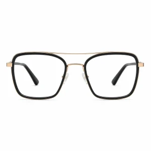 Modern Square Glasses for Women with Sleek Metal Brow Bar - Lightweight Combo Frame