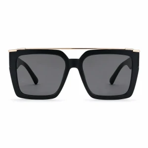 Oversized Square Sunglasses with Metal Brow Bar – Bold Unisex Shades