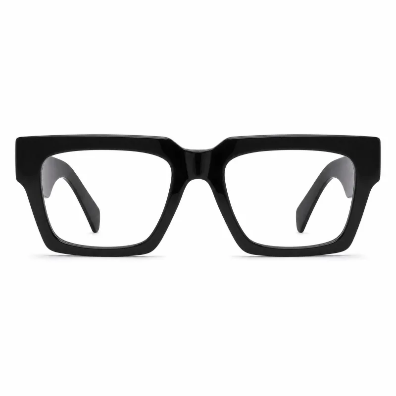 Bold Rectangular Acetate Glasses with Tall Arms - Modern Statement Eyewear