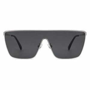 Retro Shield Sunglasses with Metal Frame & Adjustable Nose Pads – 90s Style