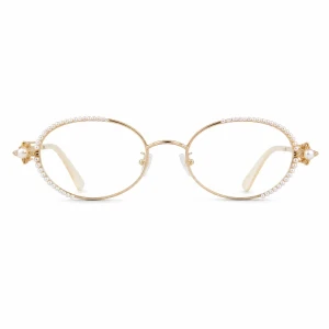 Oval Pearl Eyeglasses with Jewelry-Inspired Details | Elegant & Unique