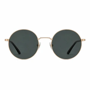 Retro Geometric Metal Frame Round Sunglasses with Adjustable Nose Pads