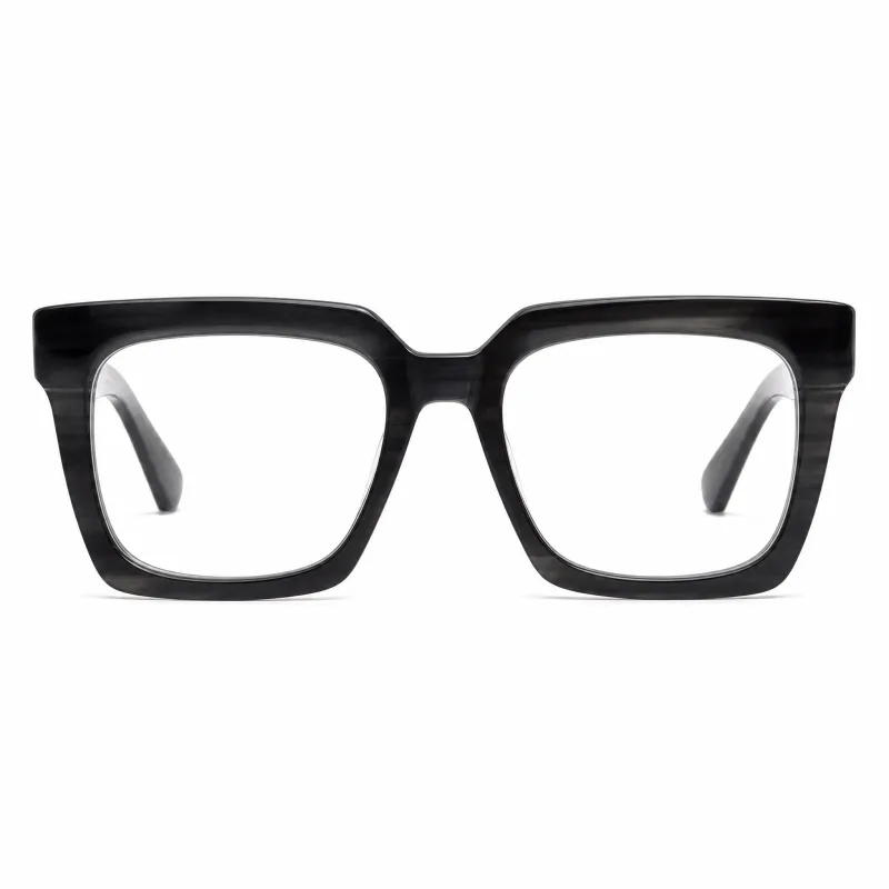 Bold Oversized Square Acetate Glasses with Exposed Core & Tall Temples