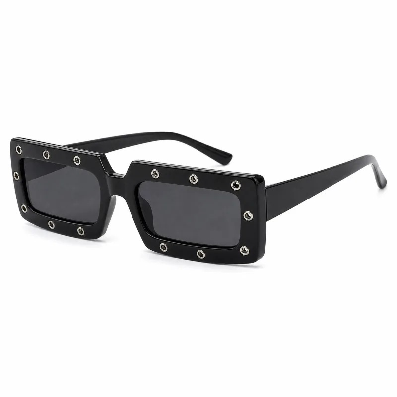 Angular Square Sunglasses with Metal Grommet – Edgy Statement - Image 2