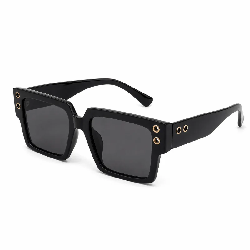 Angular Square Sunglasses with Metal Grommet – Edgy Statement - Image 3
