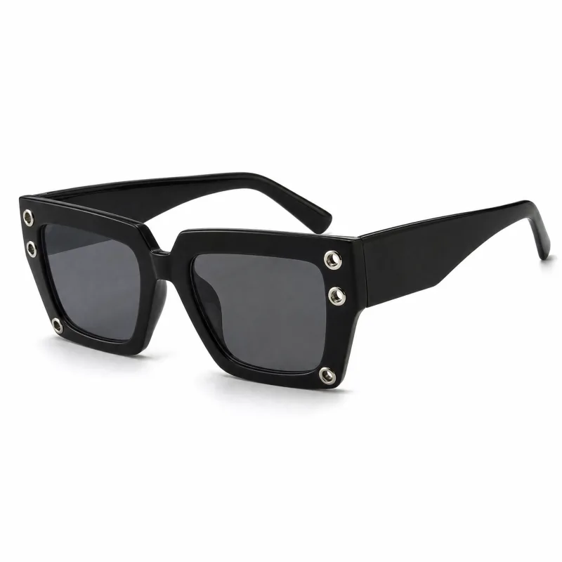 Angular Square Sunglasses with Metal Grommet – Edgy Statement - Image 4