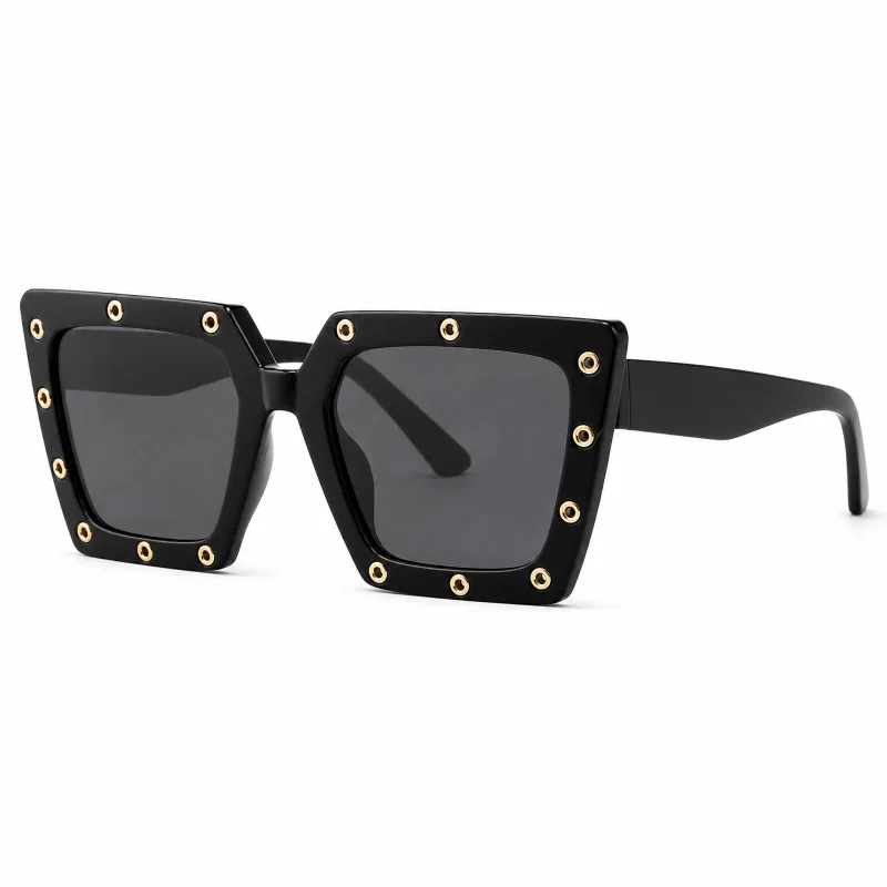Angular Square Sunglasses with Metal Grommet – Edgy Statement - Image 5